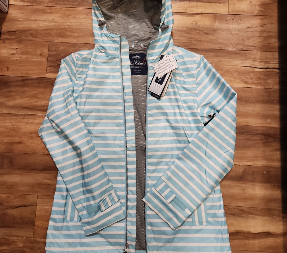 Charles River Apparel Blue and White Utility Jacket with Hood